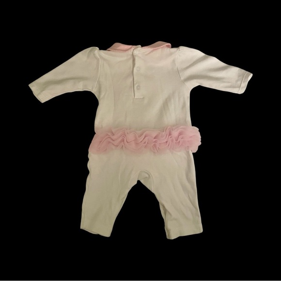 Adorable Kyle & Deena Pink & White Bows Tutu Baby Onesie Romper-3-6M - Picture 2 of 5